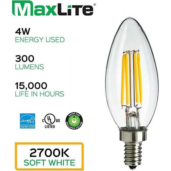 2 packs Maxlite 40W Equivalent LED Bulb 3-Pack 2700K Soft White Dimmable 15000-H - Picture 2 of 4